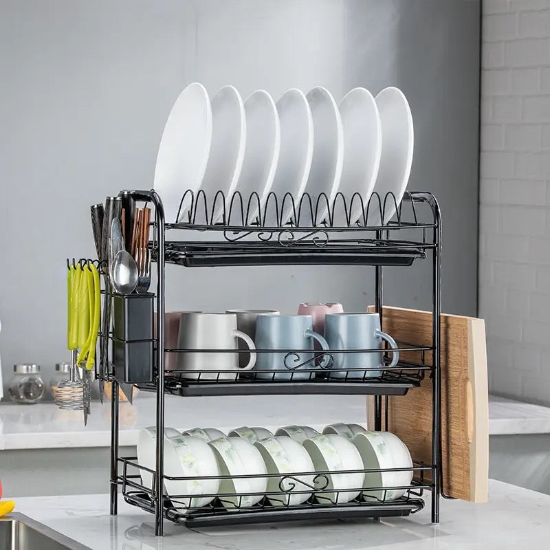 3-Tier Dish Drying Rack, Kitchen Storage Shelf, Kitchen Organizer Drainer 3-Tier Dish Drying Rack, Kitchen Storage Shelf, Kitchen Organizer Drainer